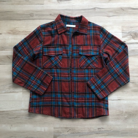 MNML Tops - MNML Red and Blue Plaid Long Sleeve Shirt